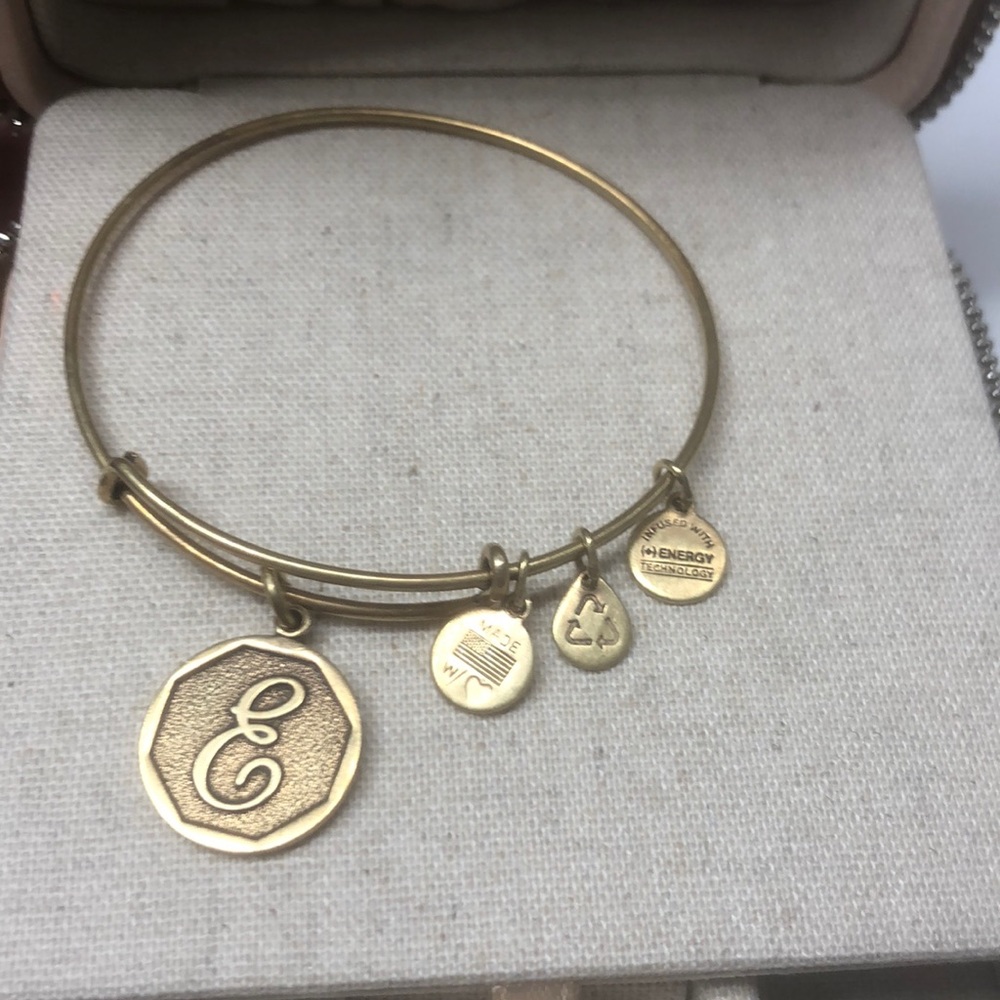 Alex and Ani “E” bangle bracelet gold